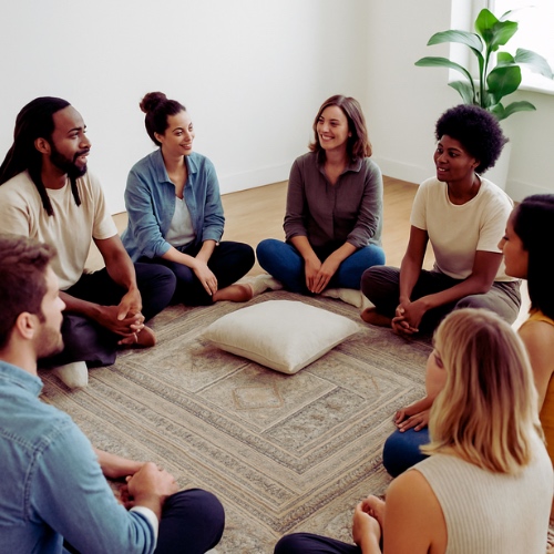 Sesión de terapia de grupo y acompañamiento grupal en Barcelona