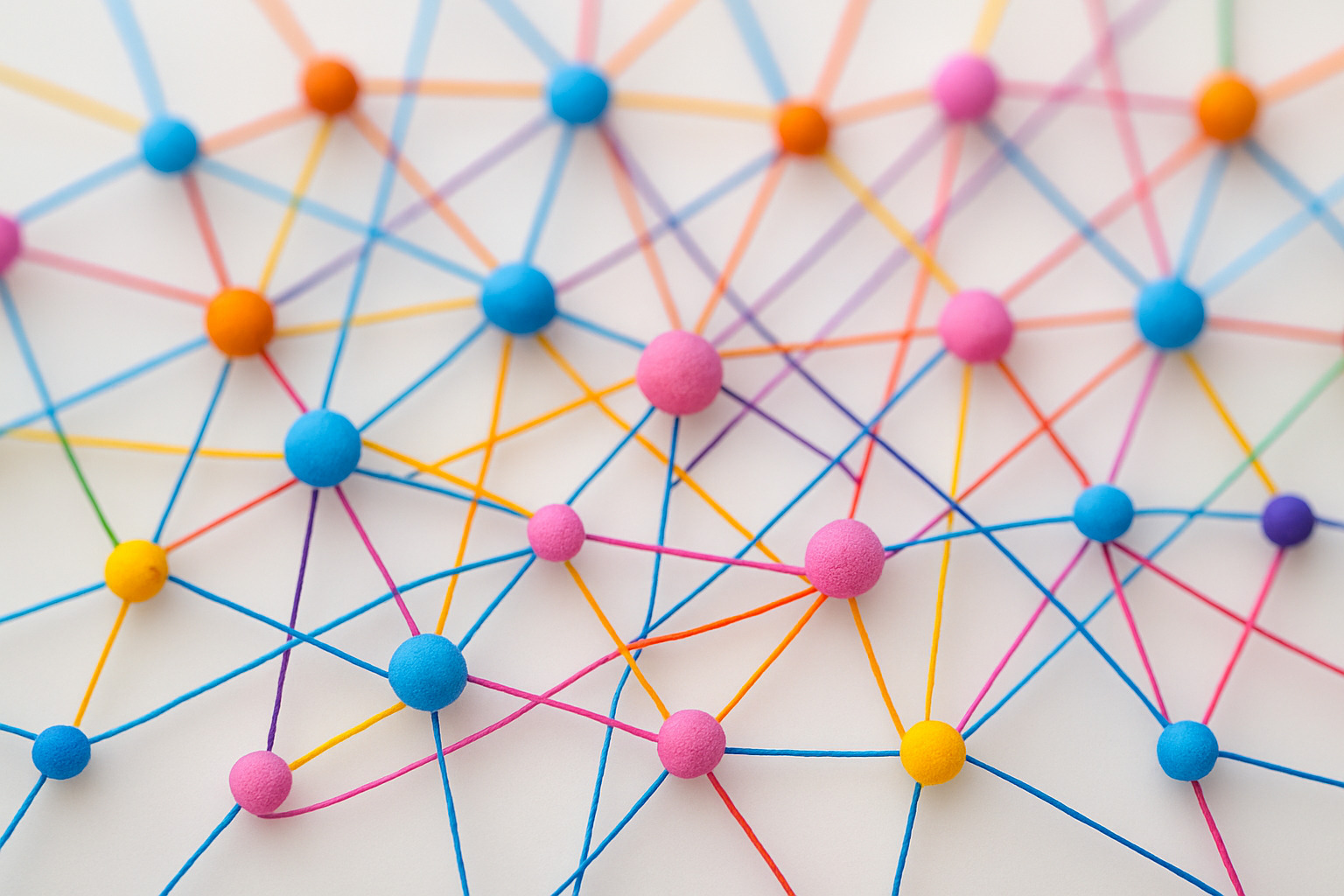 Imagen principal de la sección de talleres monográficos que muestra una red de hilos de colores simbolizando la interconexión y la identidad propia