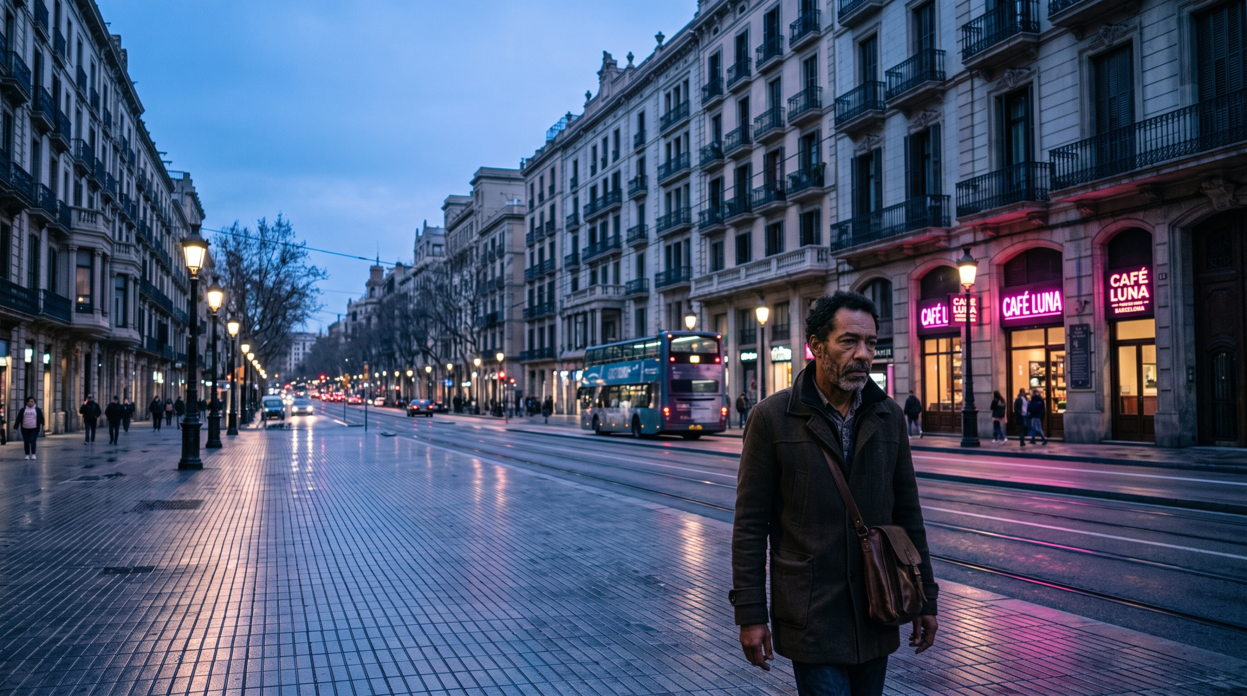 Hombre bisexual en Barcelona bajo iluminación cinemática en el Día de la Visibilidad Bisexual